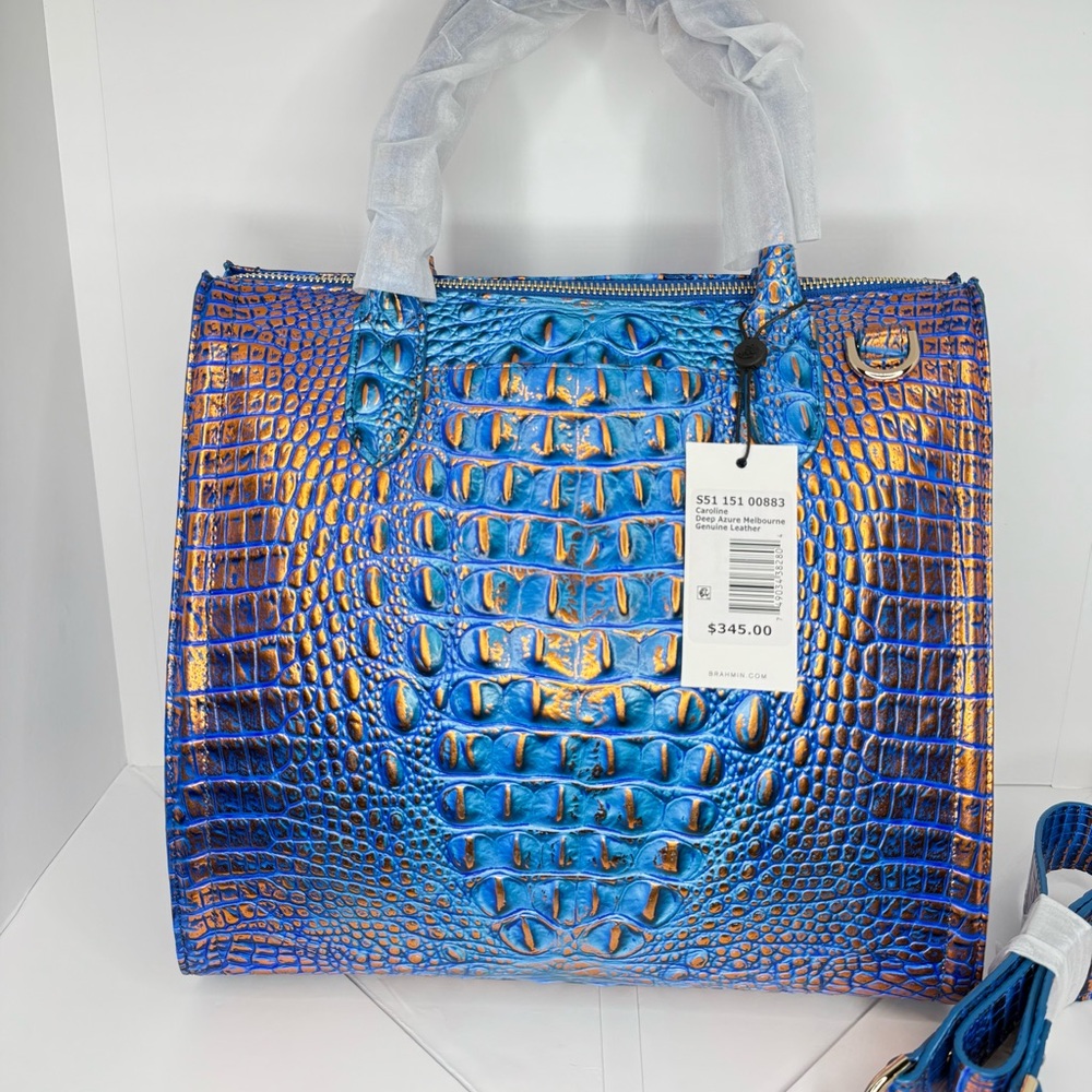 Brahmin Deep Azure Crocodile Embossed Caroline Sa… - image 3